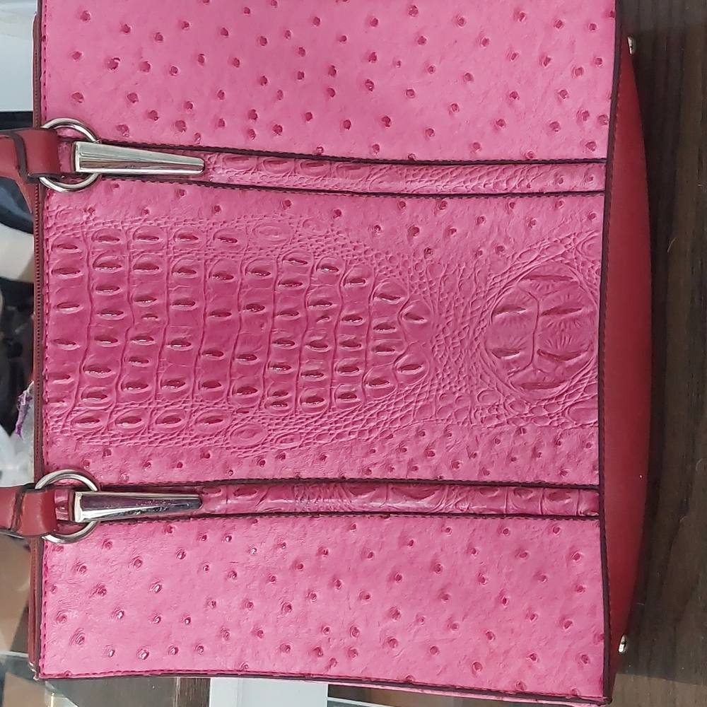 Faux Ostrich Pink Tote